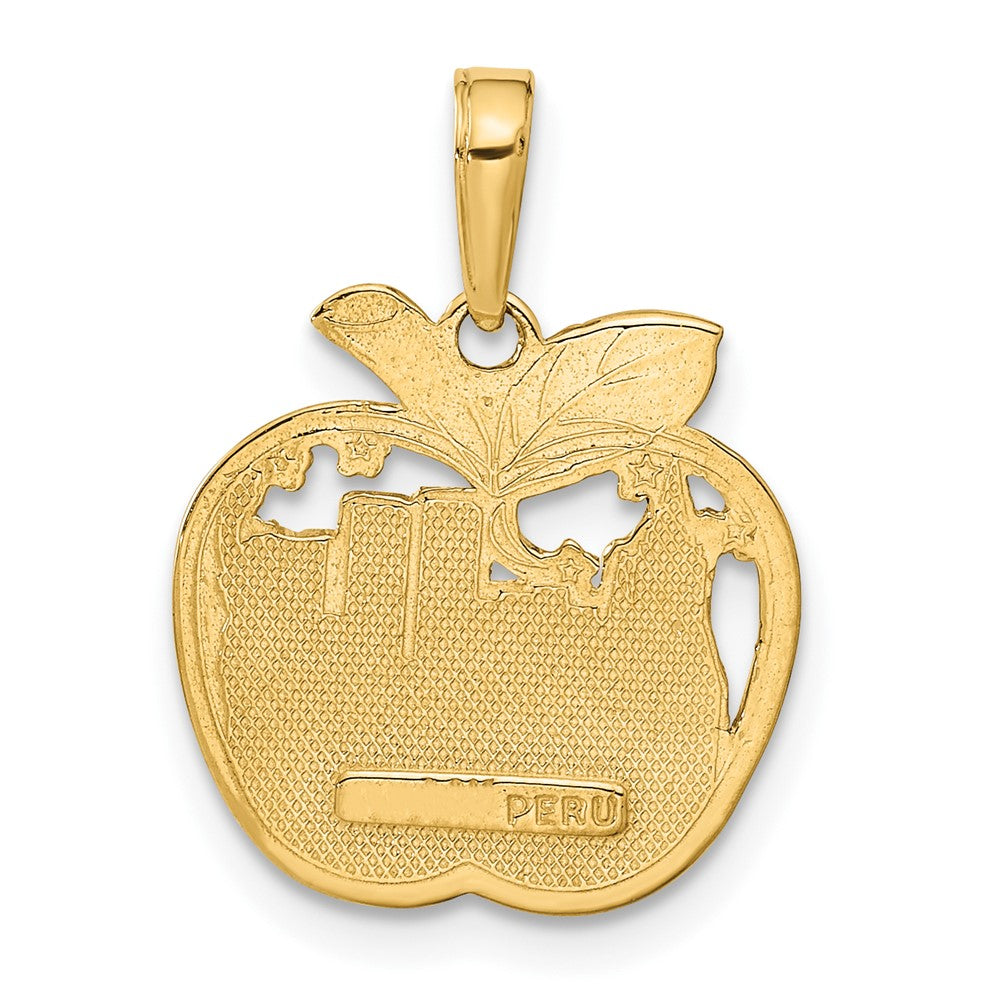 10K Yellow Gold New York City Skyline In Apple Pendant