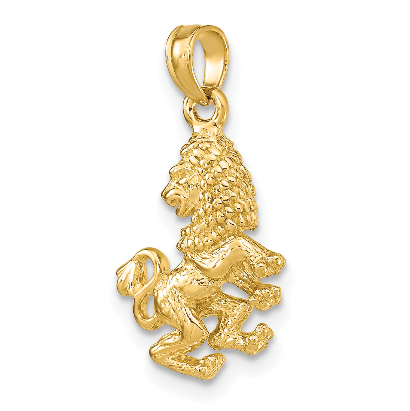 10K Yellow Gold 10K 3-D Leo Zodiac Pendant