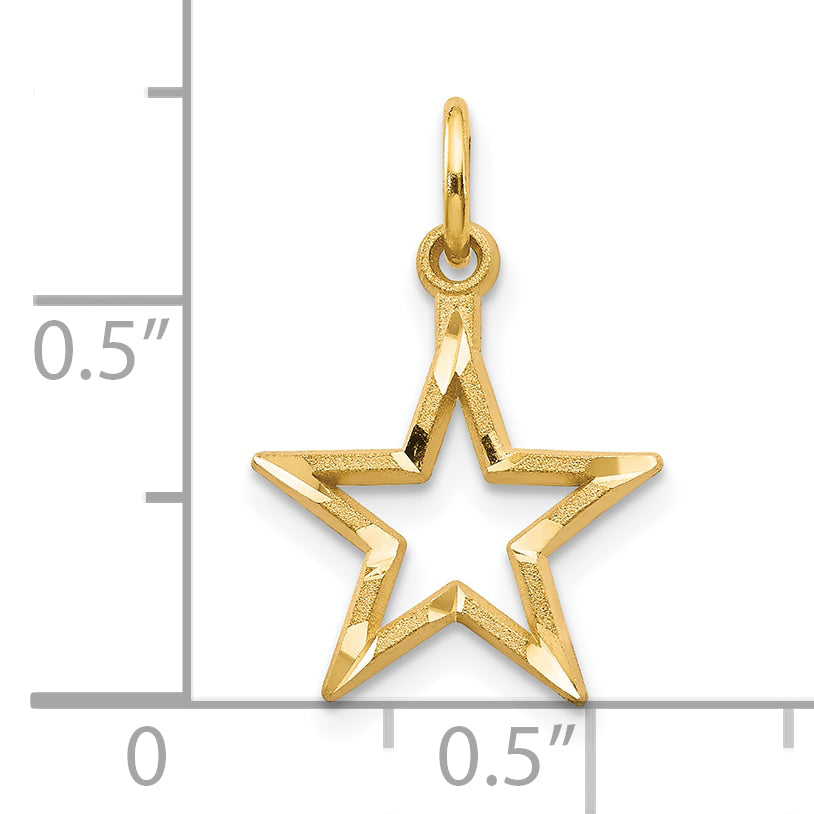 10k Yellow Gold Diamond-Cut Flat Back Star Charm
