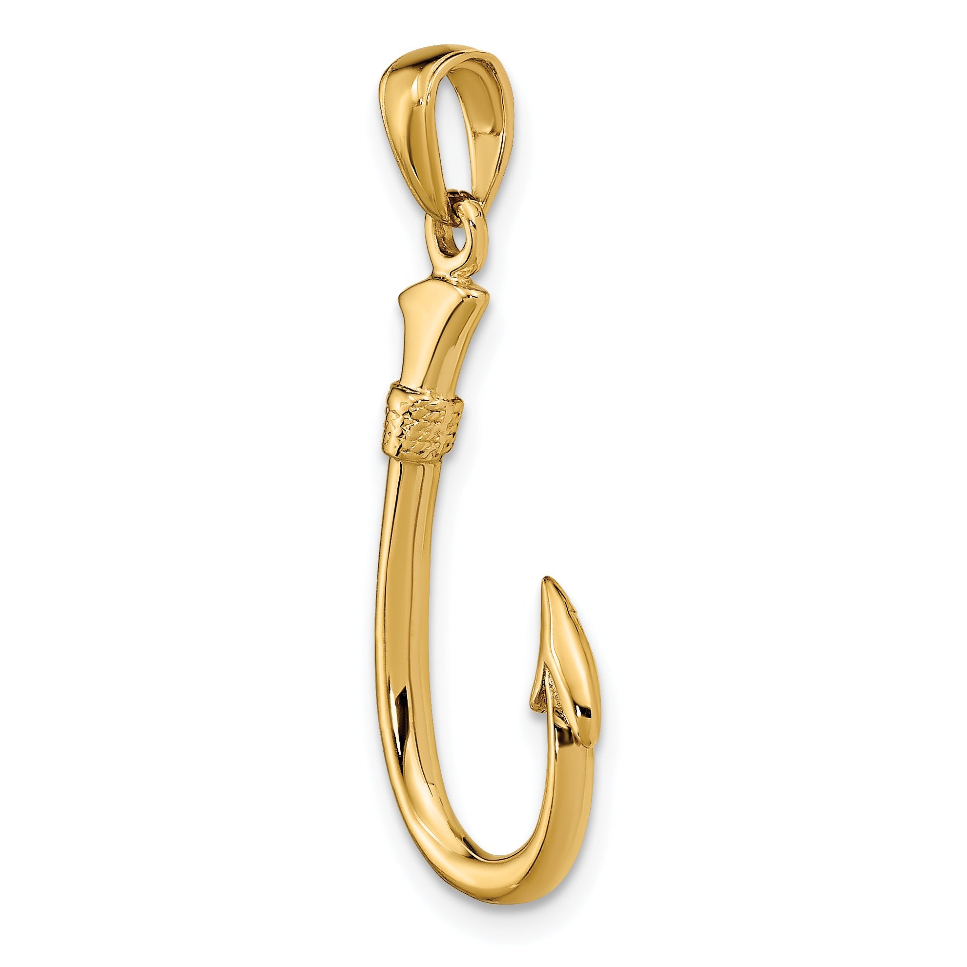 10K Yellow Gold 10K 3D Fish Hook Pendant