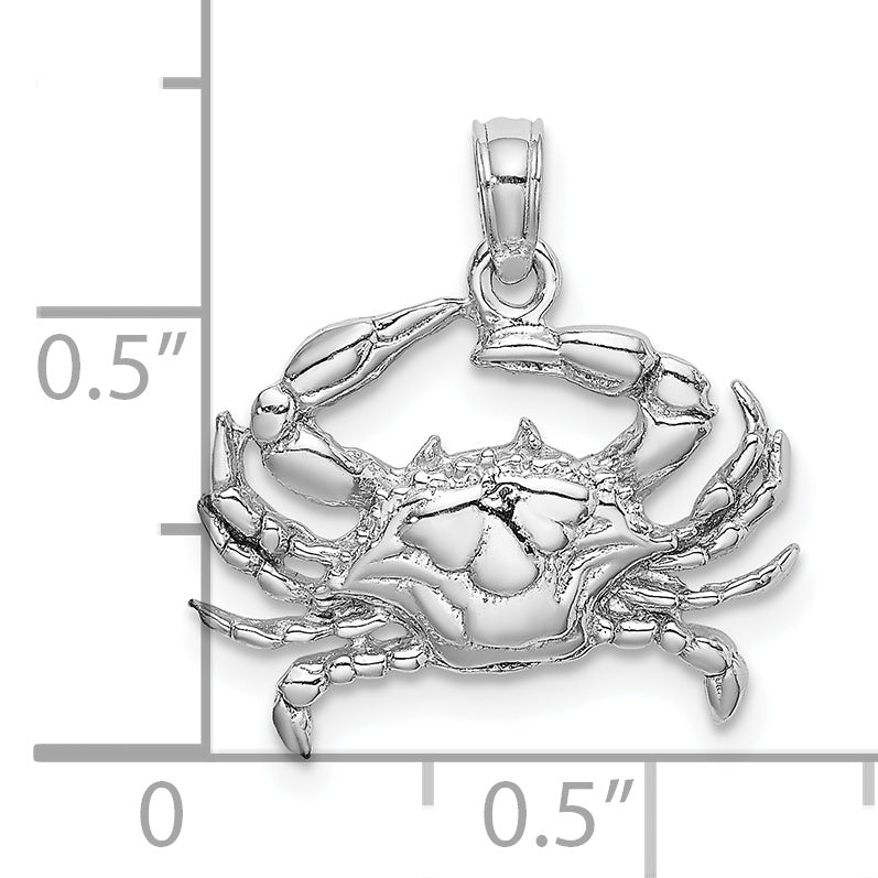 10K White Gold 10K 2-D Blue Crab Charm
