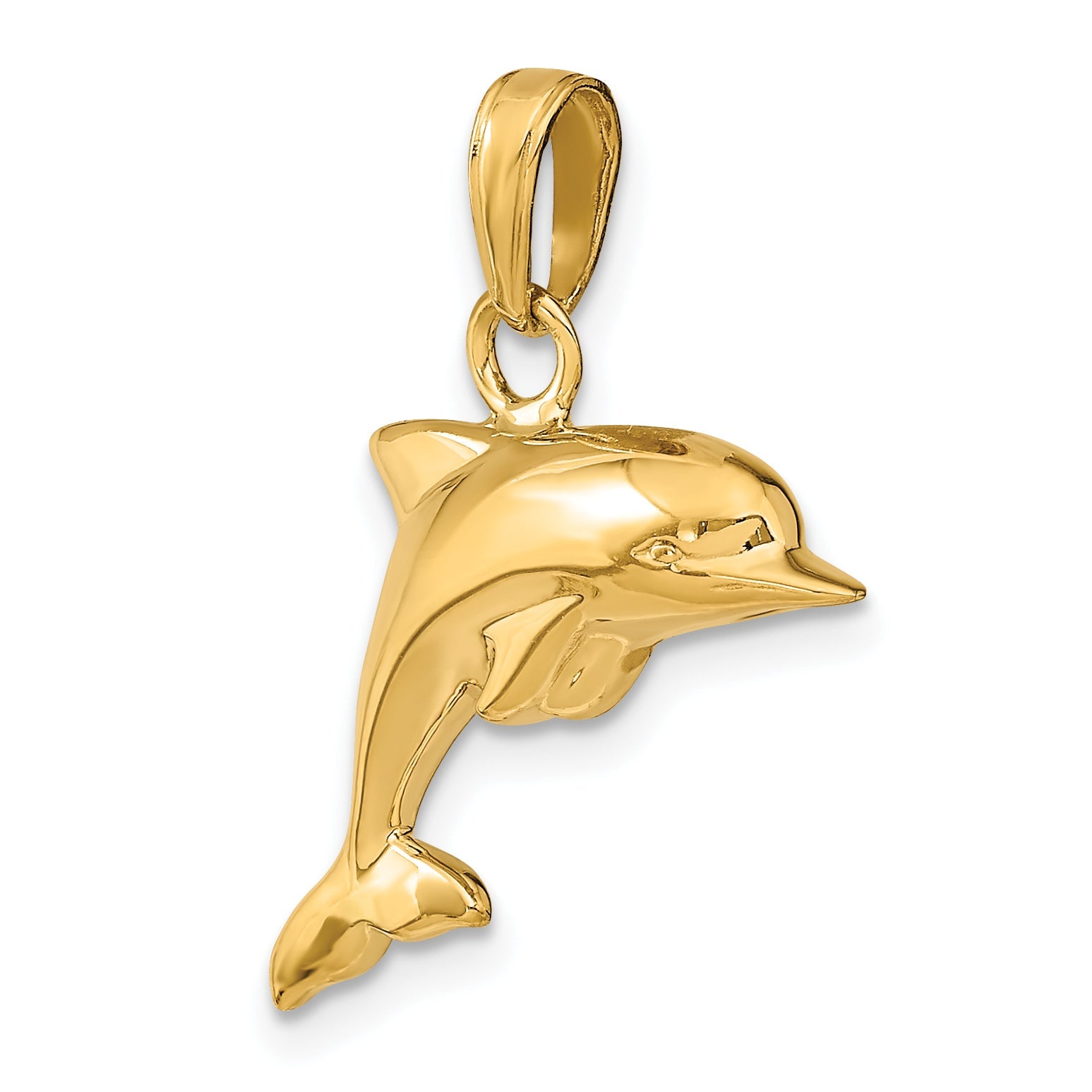 10K Yellow Gold 3-D Dolphin Pendant