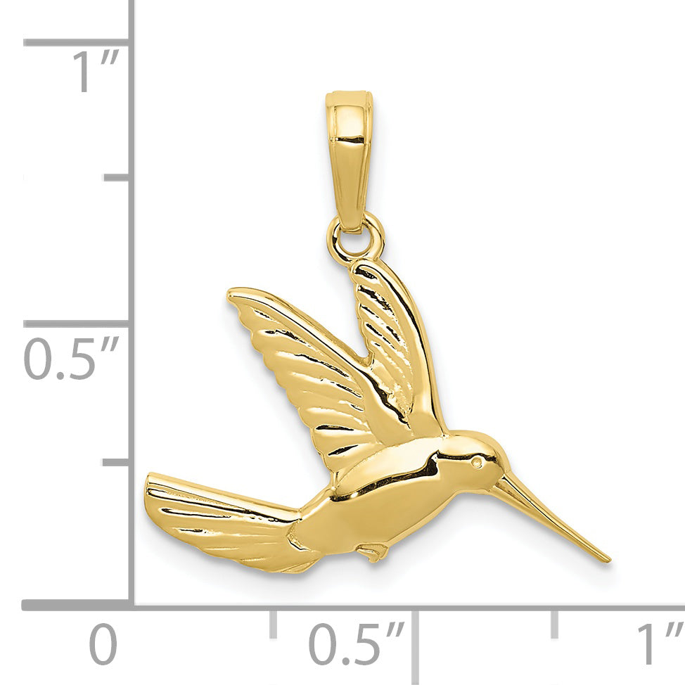 10K Yellow Gold 10K Hummingbird In Flight Pendant