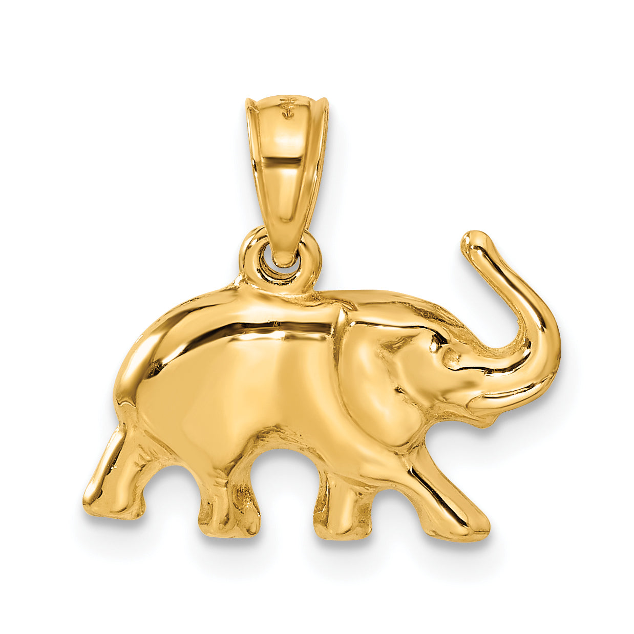 10K Yellow Gold 3-D Elephant Pendant