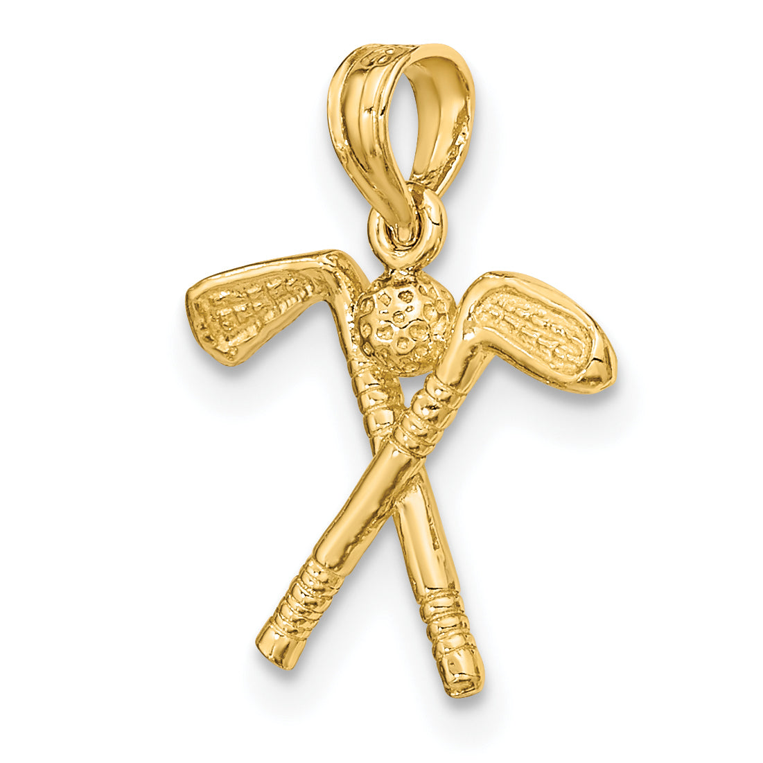 10K Yellow Gold 3-D Golf Clubs With Ball Charm