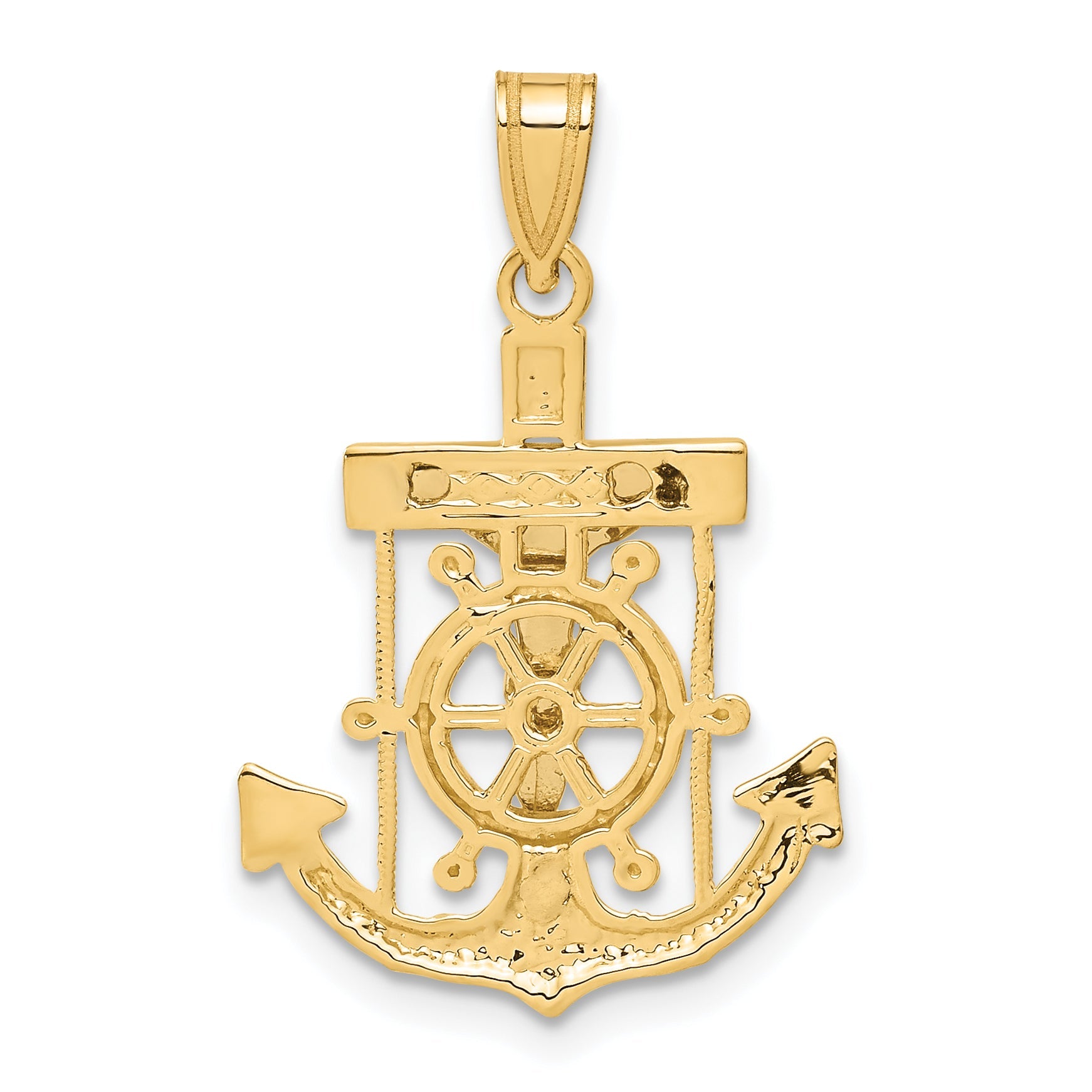 10K Two-Tone Diamond-Cut Mariner'S Cross Pendant