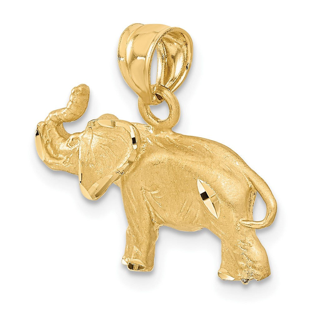 10K Yellow Gold 10K Diamond-Cut Elephant Pendant