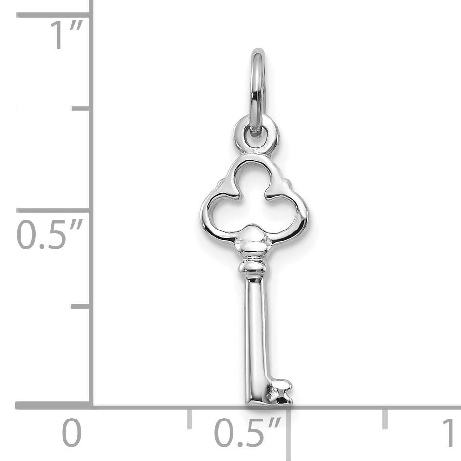 10K White Gold Solid Key Charm