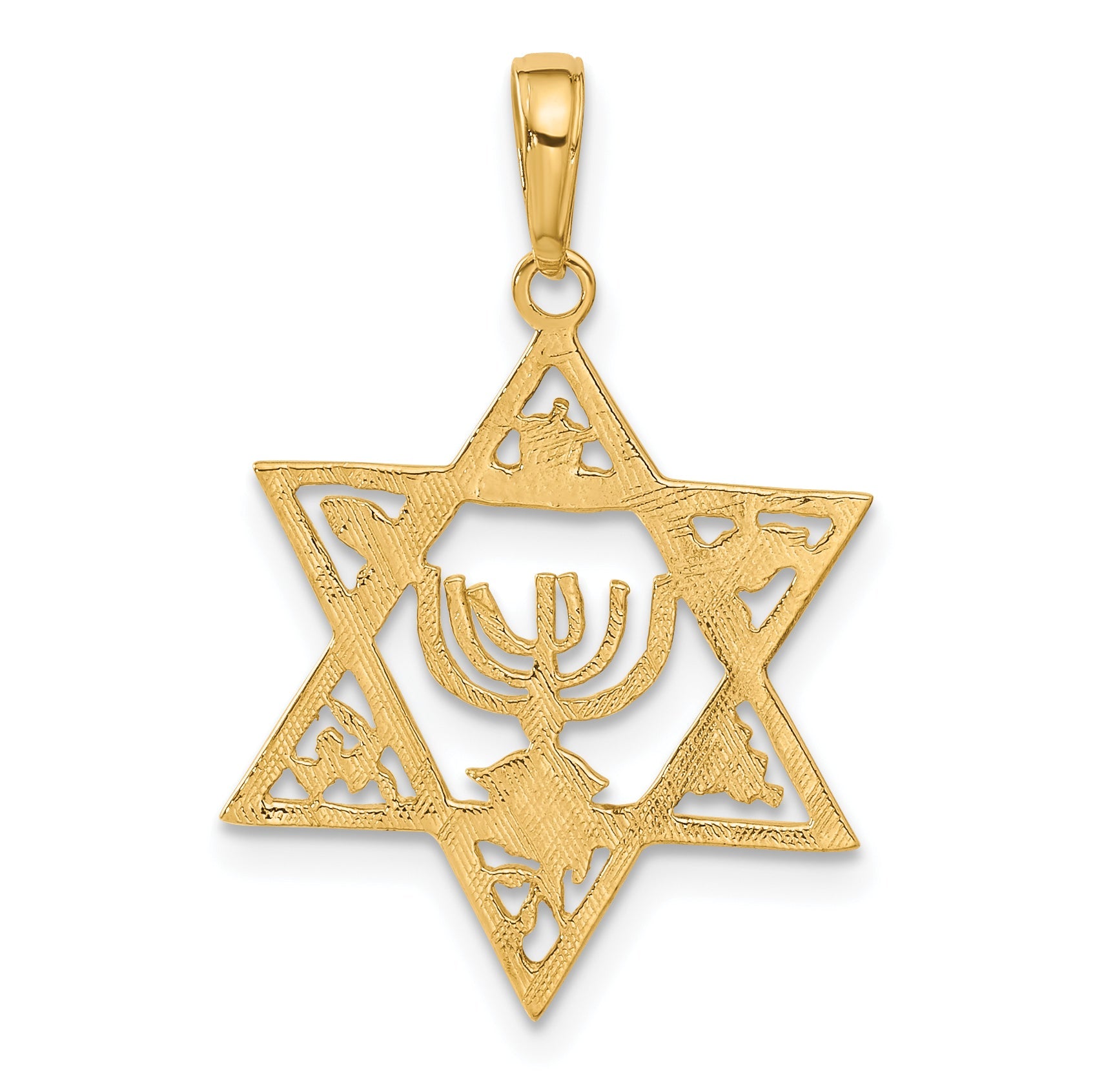10K Yellow Gold 10K Star Of David W/Menorah Pendant