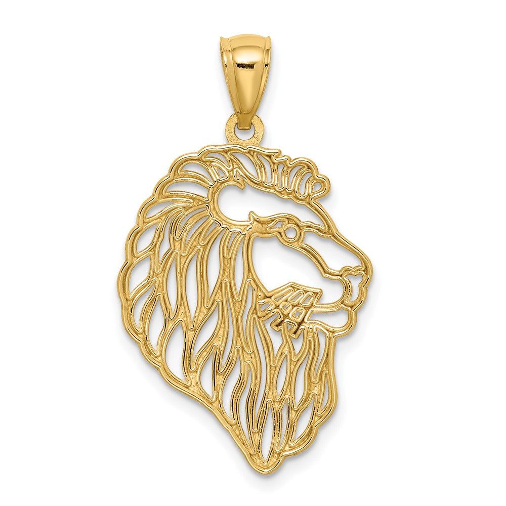 10K Yellow Gold 10K Diamond-Cut Lion Profile Pendant