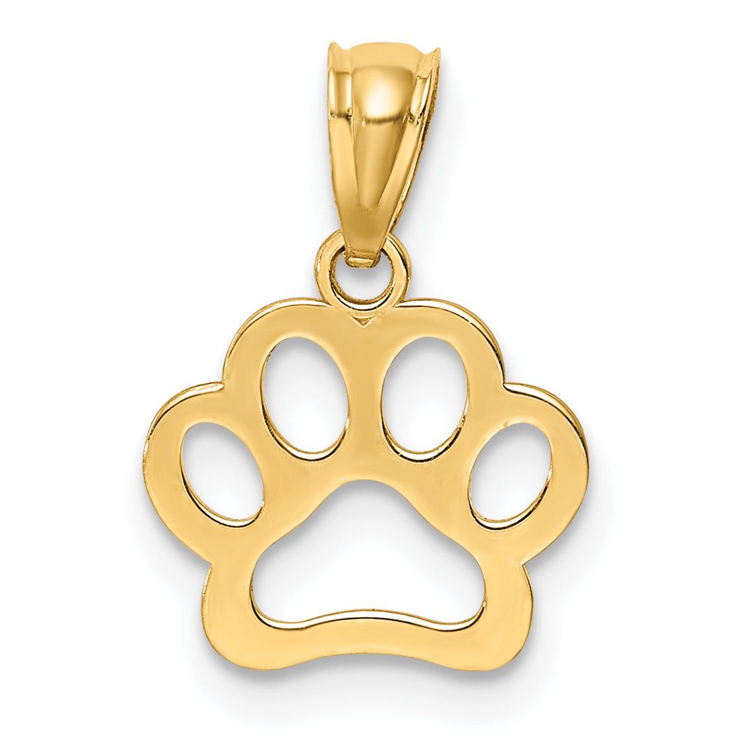 10K Yellow Gold 10K Dog Paw Pendant