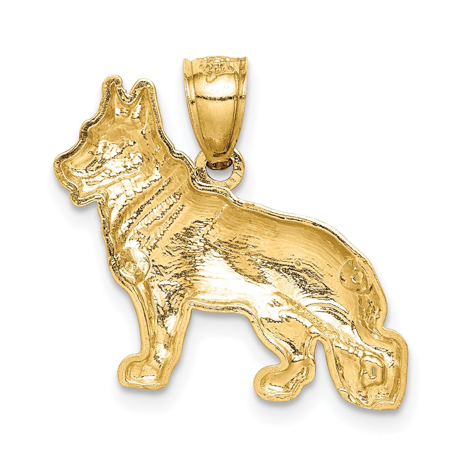 10K Yellow Gold 10K Diamond-Cut German Shepard Pendant