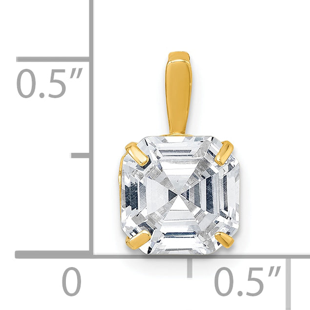 10K Yellow Gold Polished 8.00mm Modified Square-Cut Cz Pendant