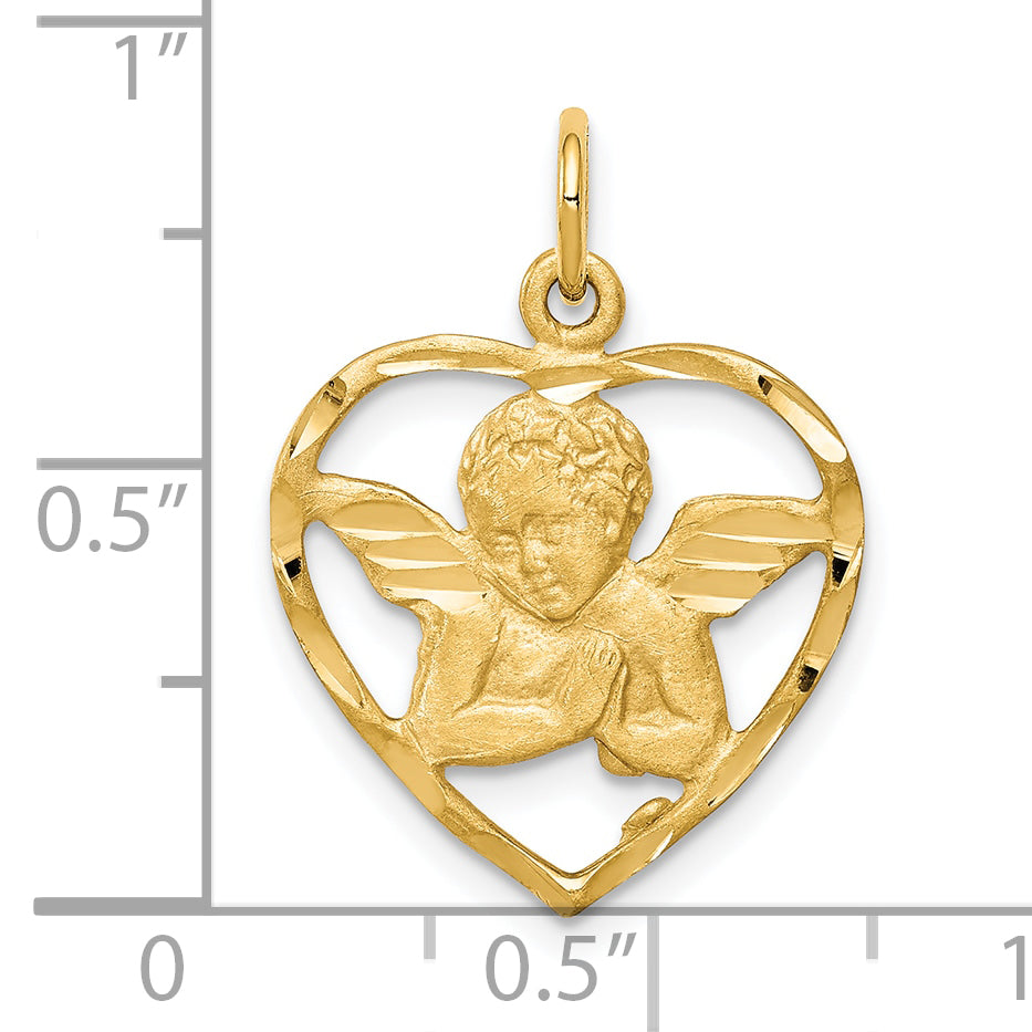 10k Yellow Gold Angel Heart Charm