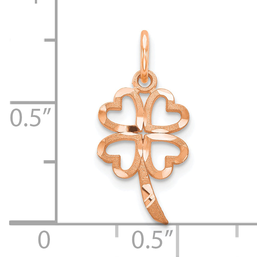10K Rose Gold Four Leaf Clover Pendant