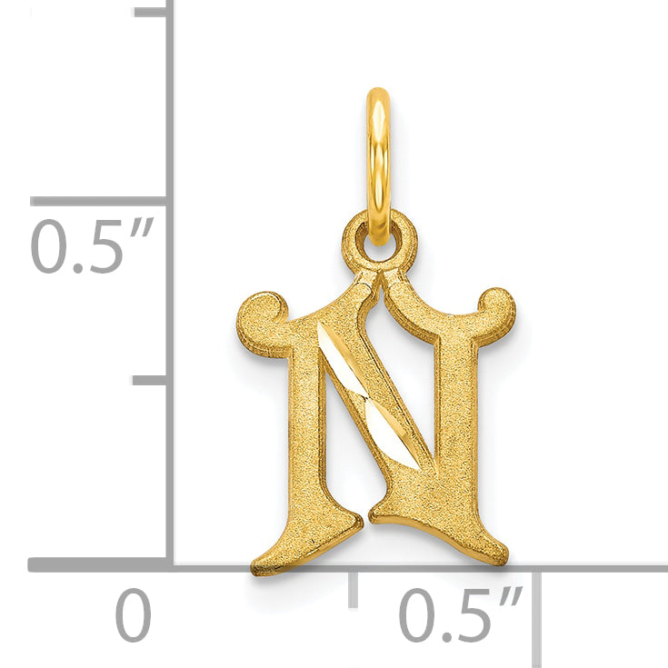 10K Yellow Gold Initial N Charm