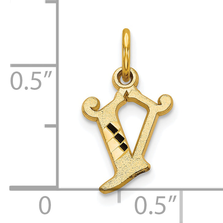 10K Yellow Gold Initial V Charm