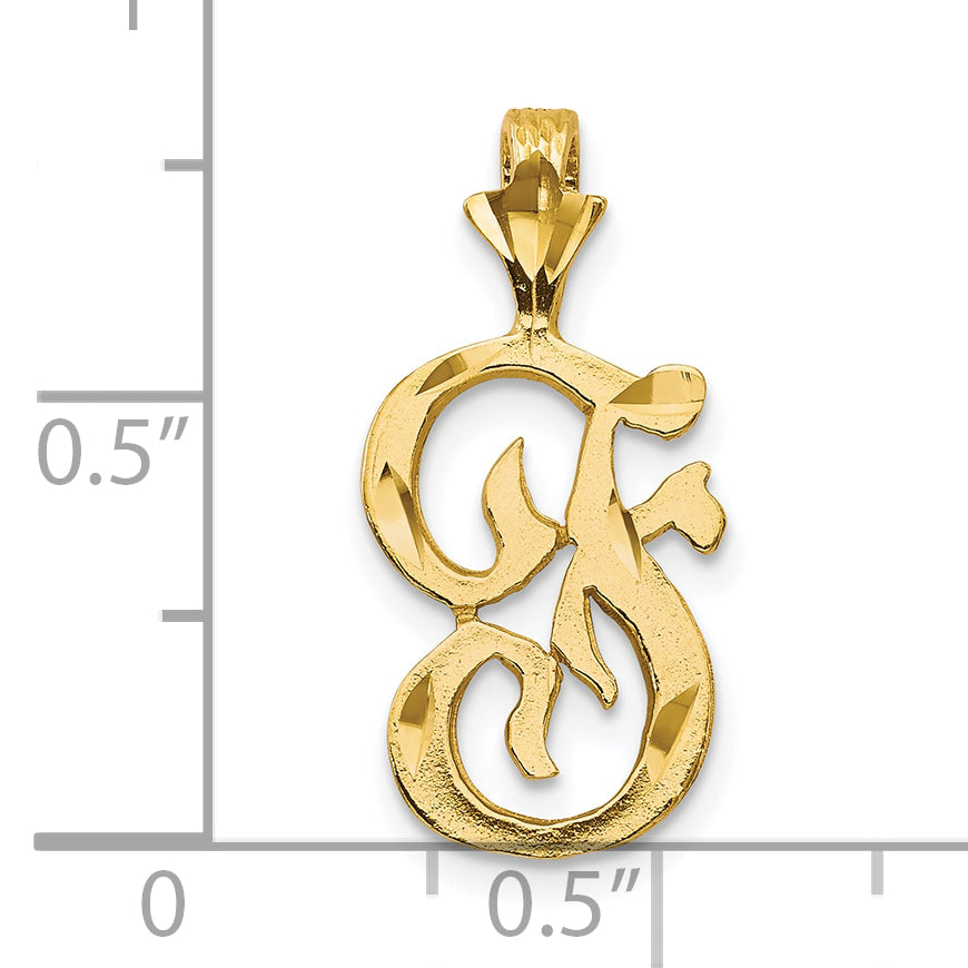 10K Yellow Gold Initial F Pendant