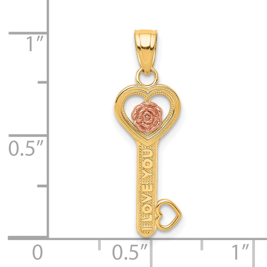 10K Two-Tone I Love You Key Charm