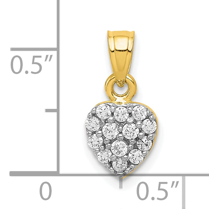 10k Yellow Gold 10k CZ Cluster Heart Charm