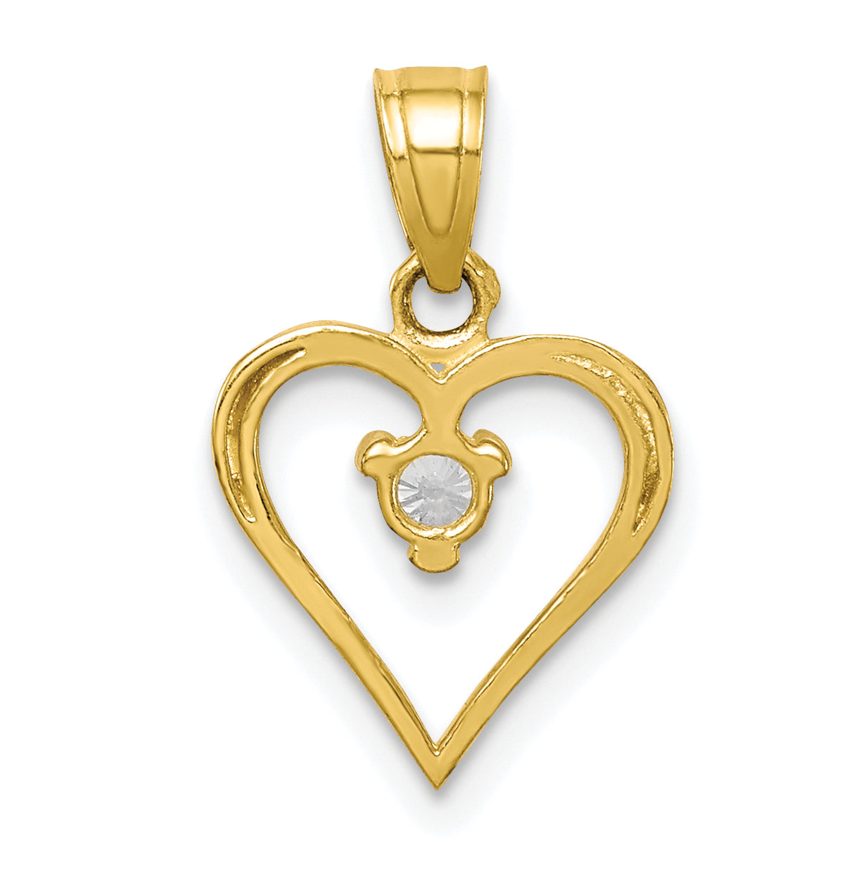 10K Yellow Gold Cz Heart Charm