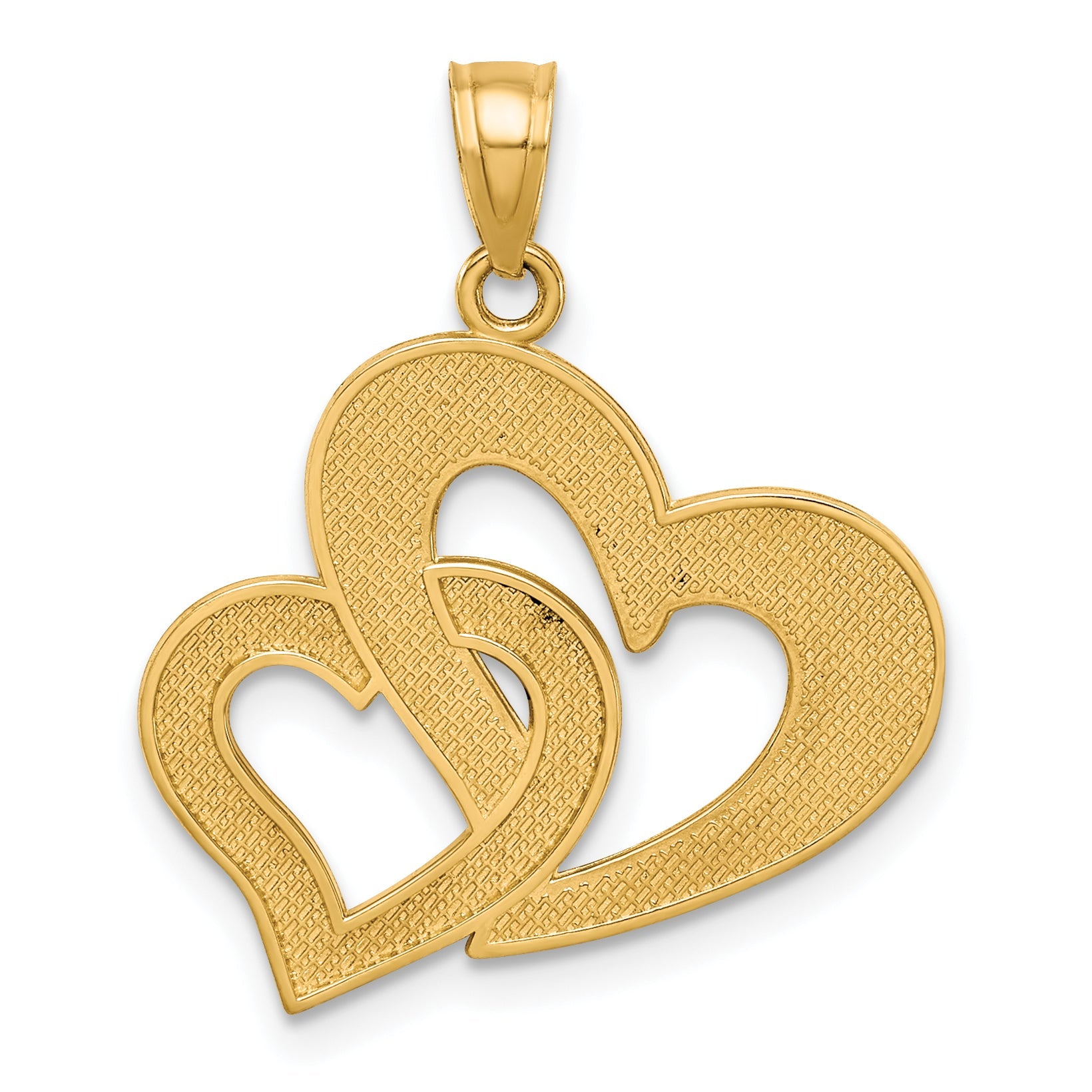 10K Yellow W/Rhodium Double Heart Pendant