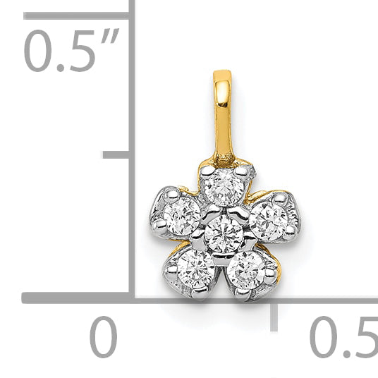 10K Yellow Gold Small Cz Flower Charm