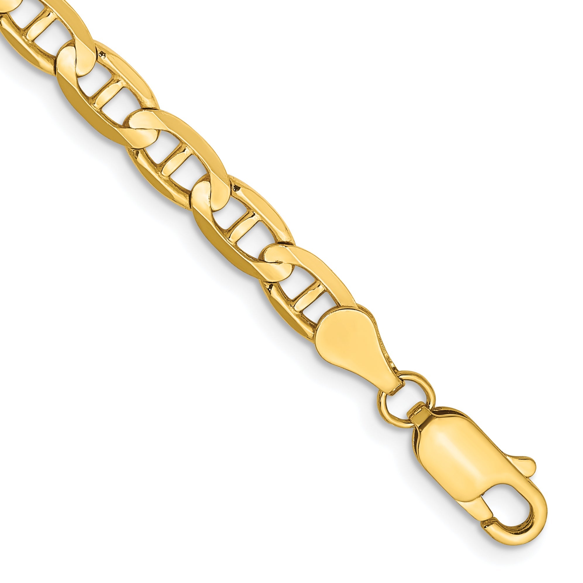 9 Inch 10K Yellow Gold 4.5mm Concave Anchor Chain Bracelet