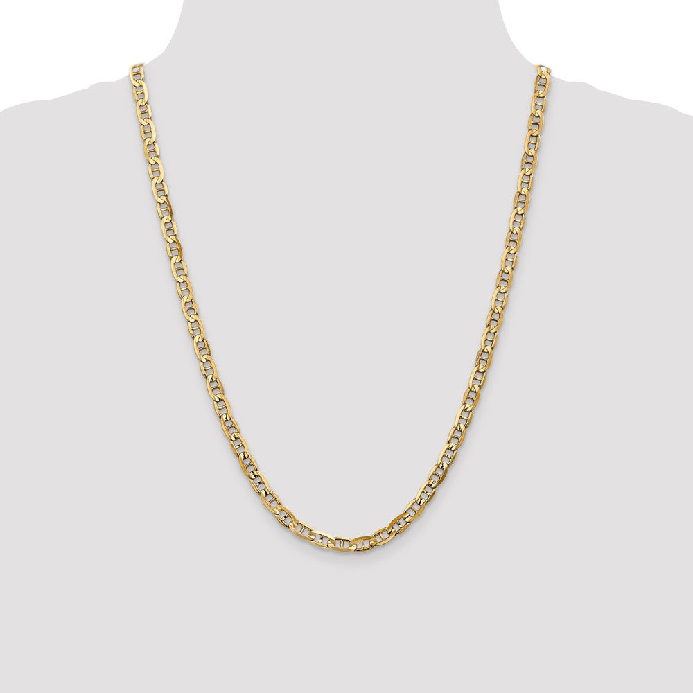 24 Inch 10K Yellow Gold 10K 5.25mm Concave Anchor Chain Necklace