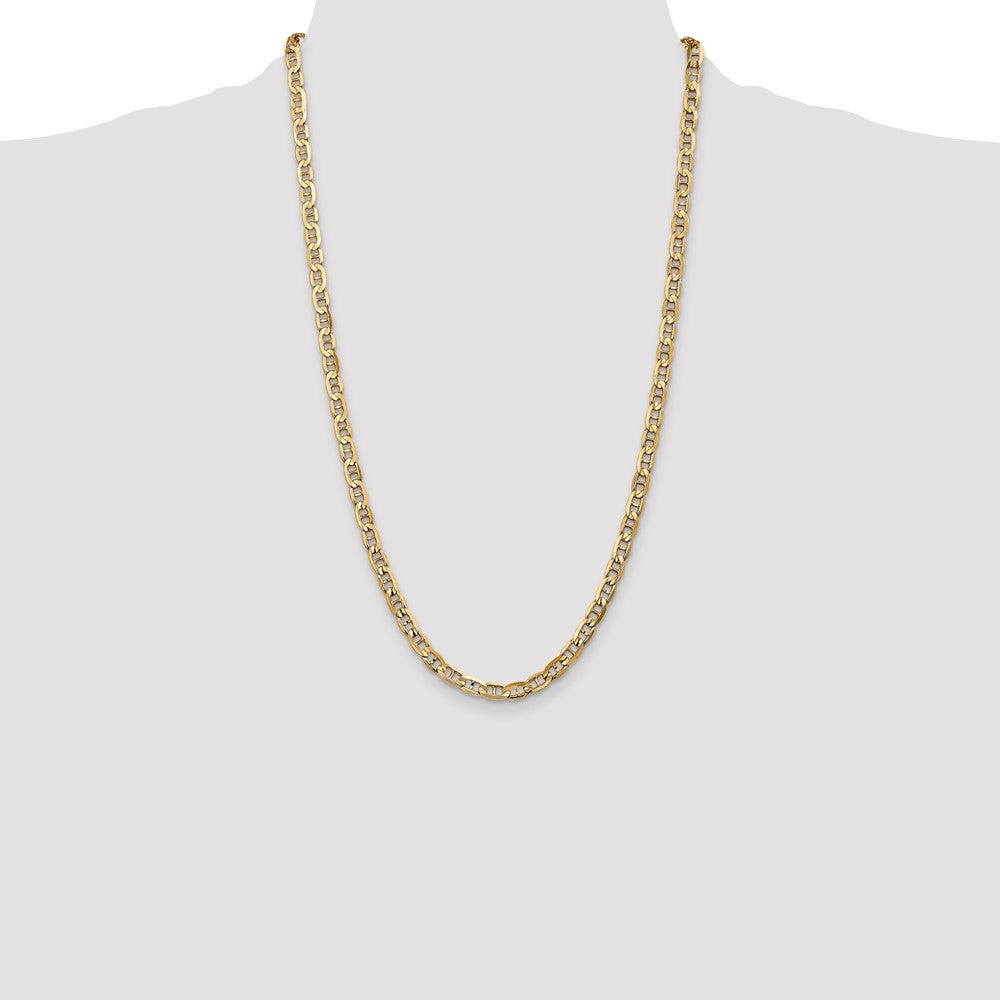 26 Inch 10K Yellow Gold 10K 5.25mm Concave Anchor Chain Necklace