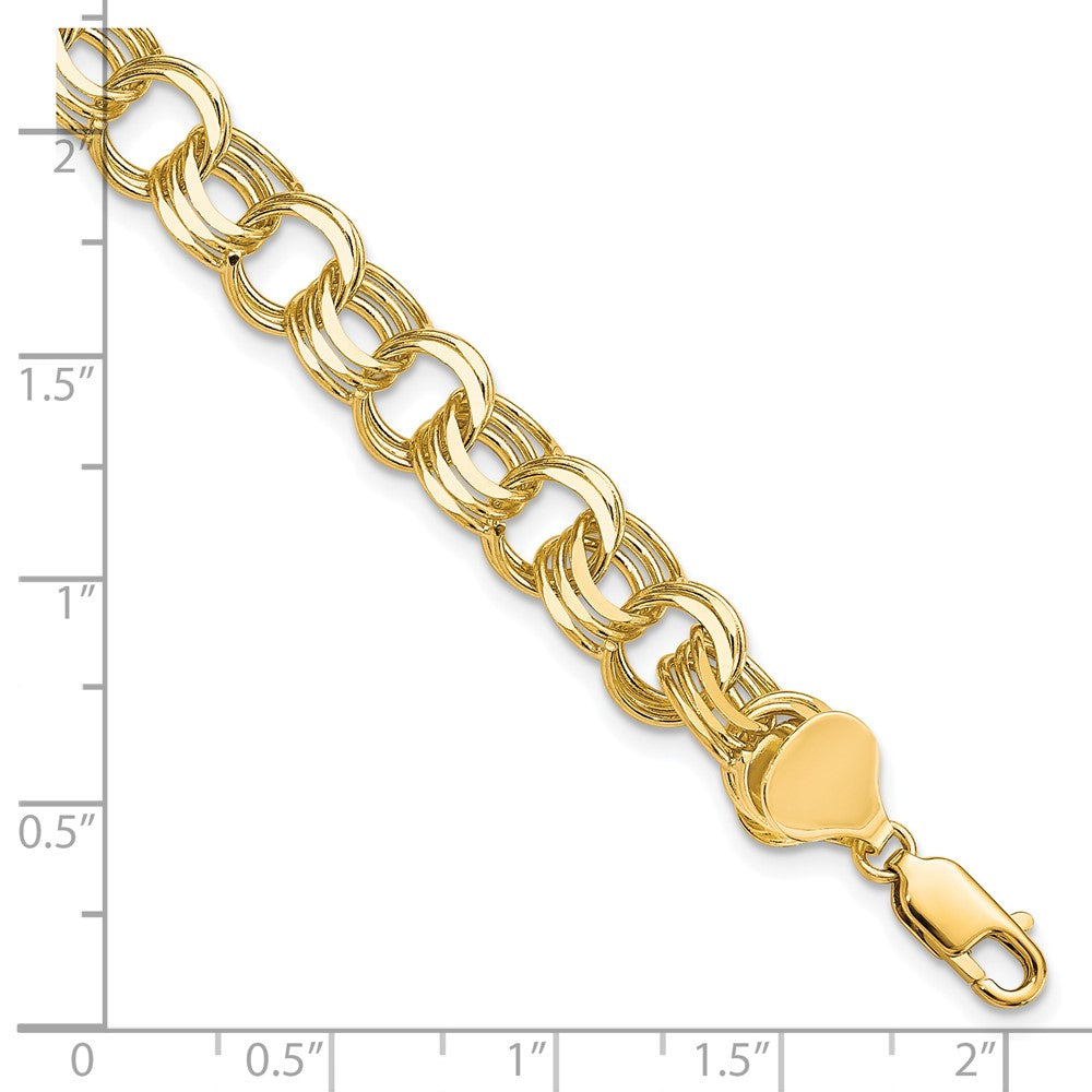 10K Yellow Gold Triple Link Charm Bracelet