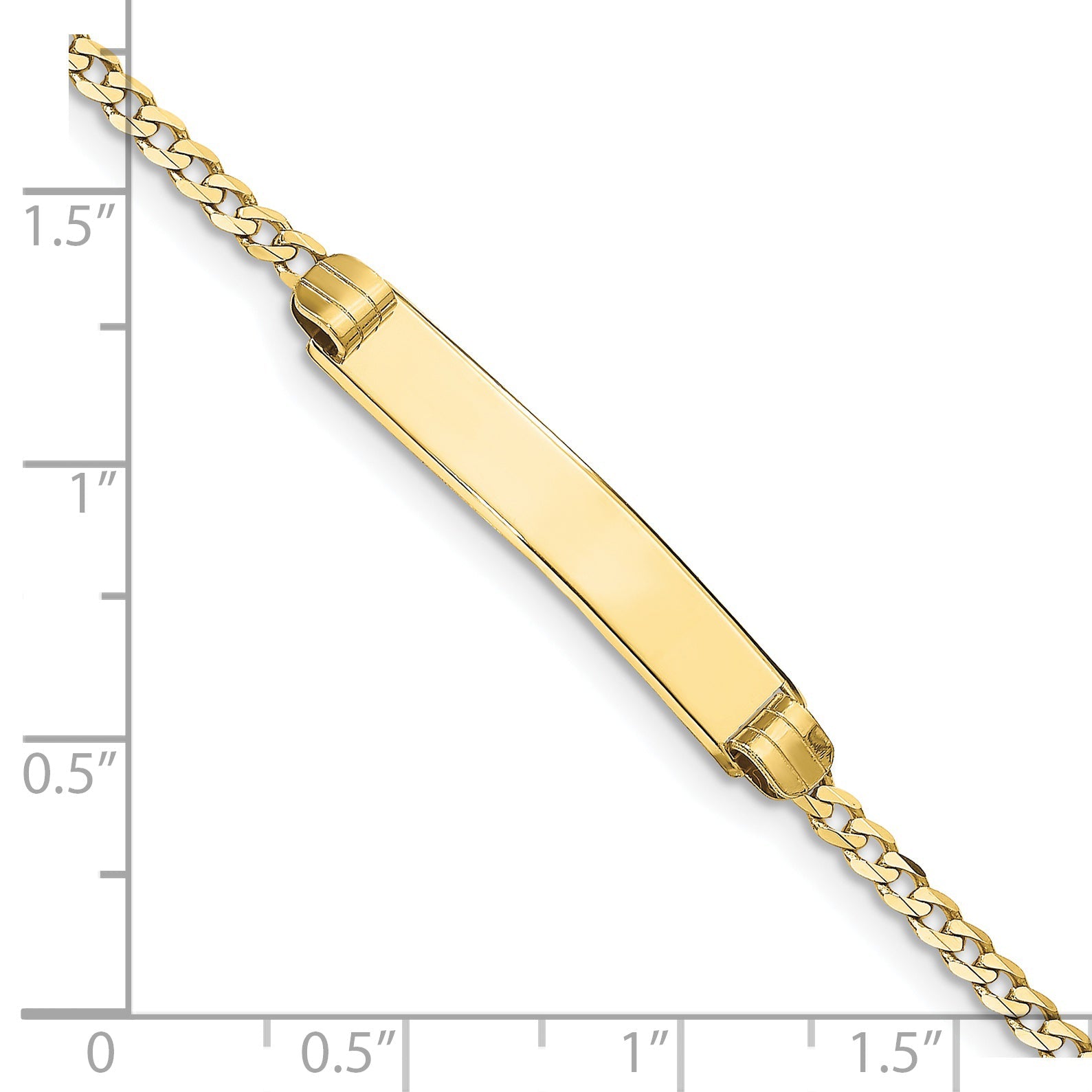 10K Yellow Gold Flat Curb Link Id Bracelet