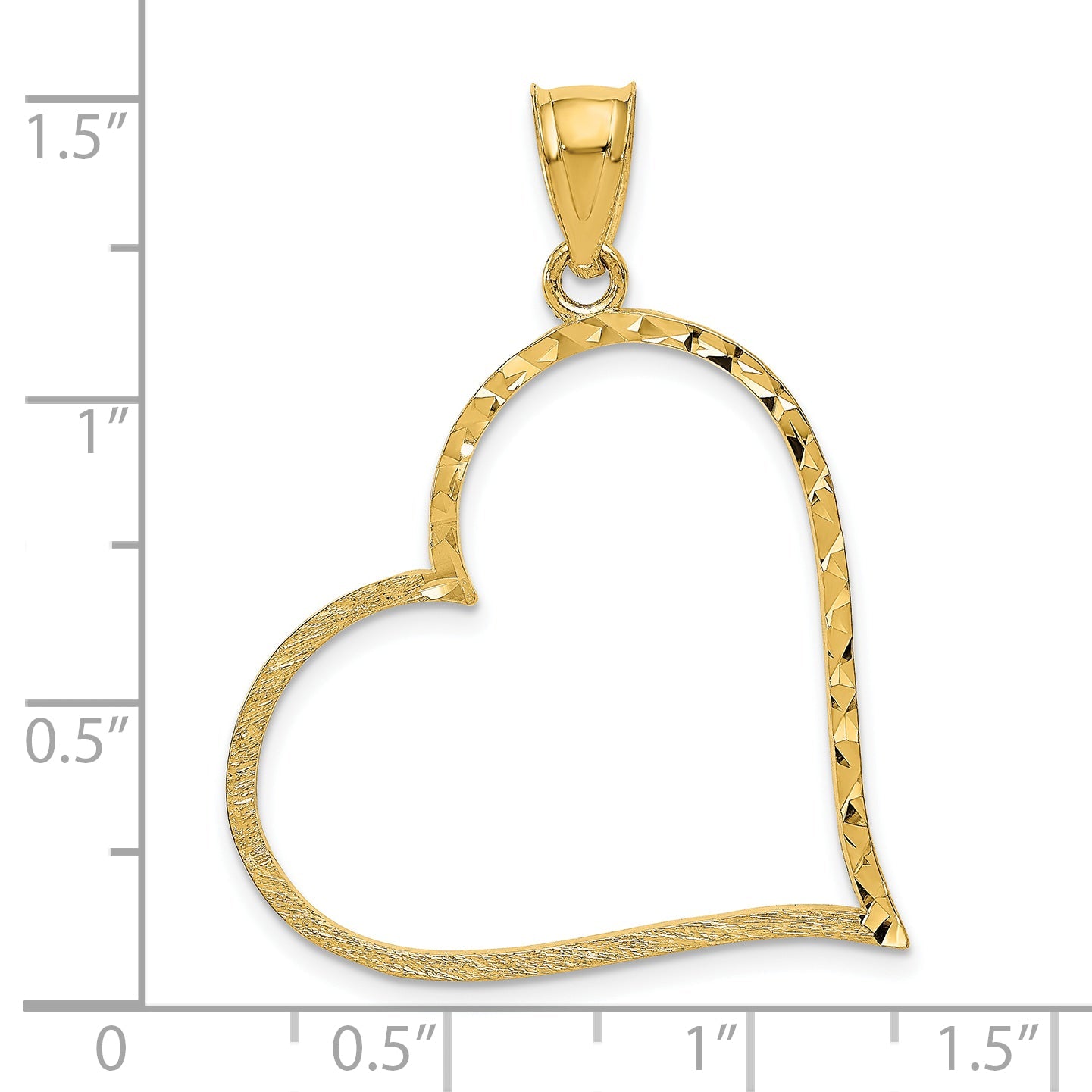 10K Yellow Gold 10K Satin Diamond-Cut Crooked Heart Pendant