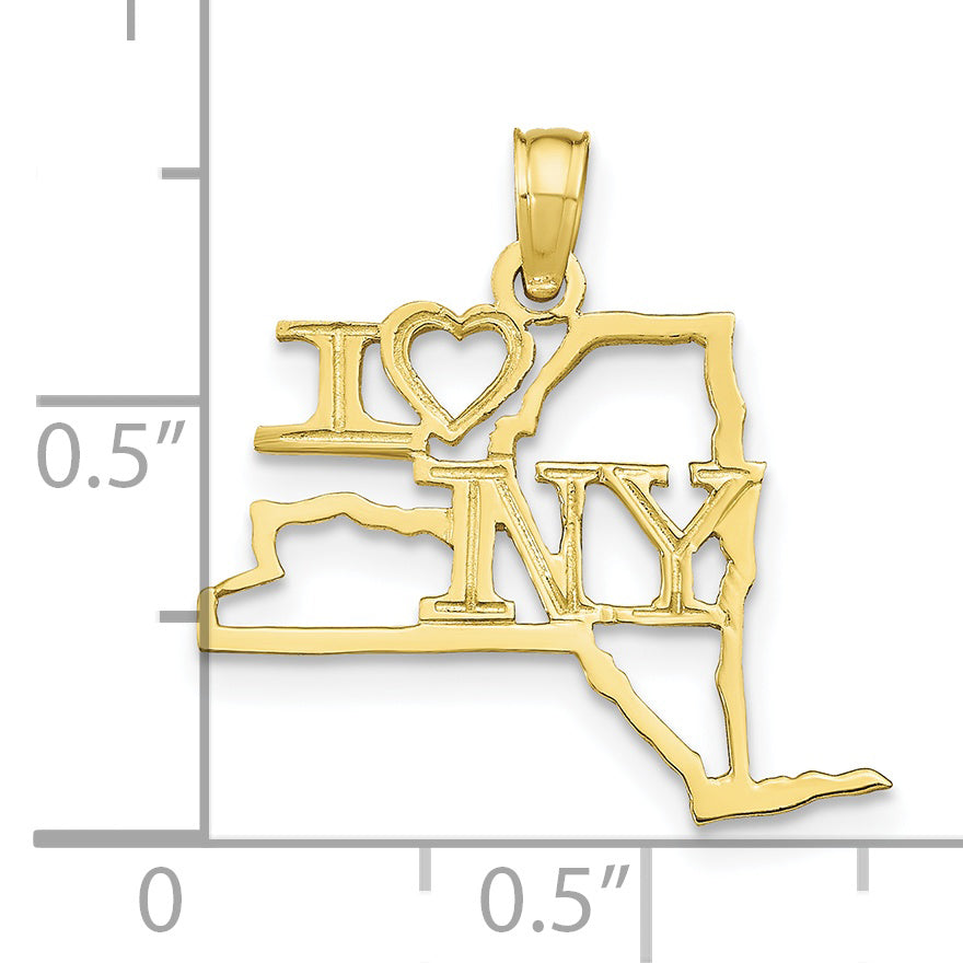 10K Yellow Gold 10K Solid New York State Pendant