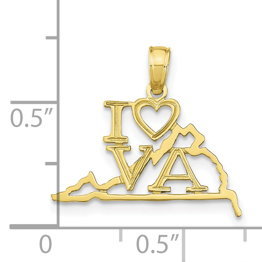 10K Yellow Gold 10K Solid Virginia State Pendant