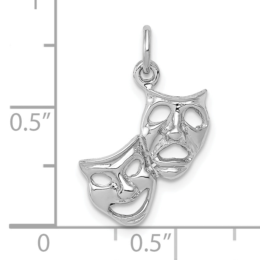 10K White Gold Polished Open-Backed Comedy/Tragedy Charm