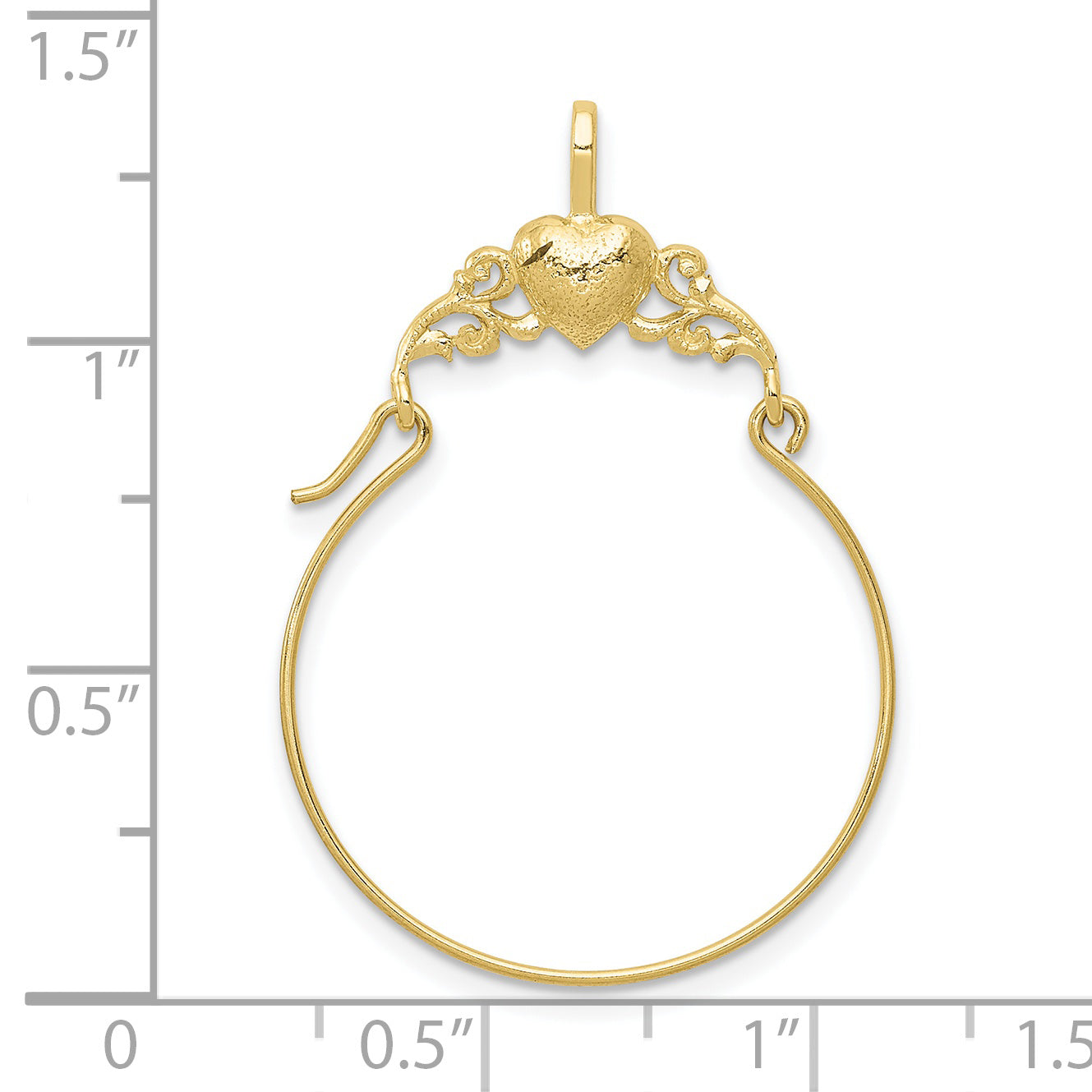 10K Yellow Gold Polished Heart Charm Holder