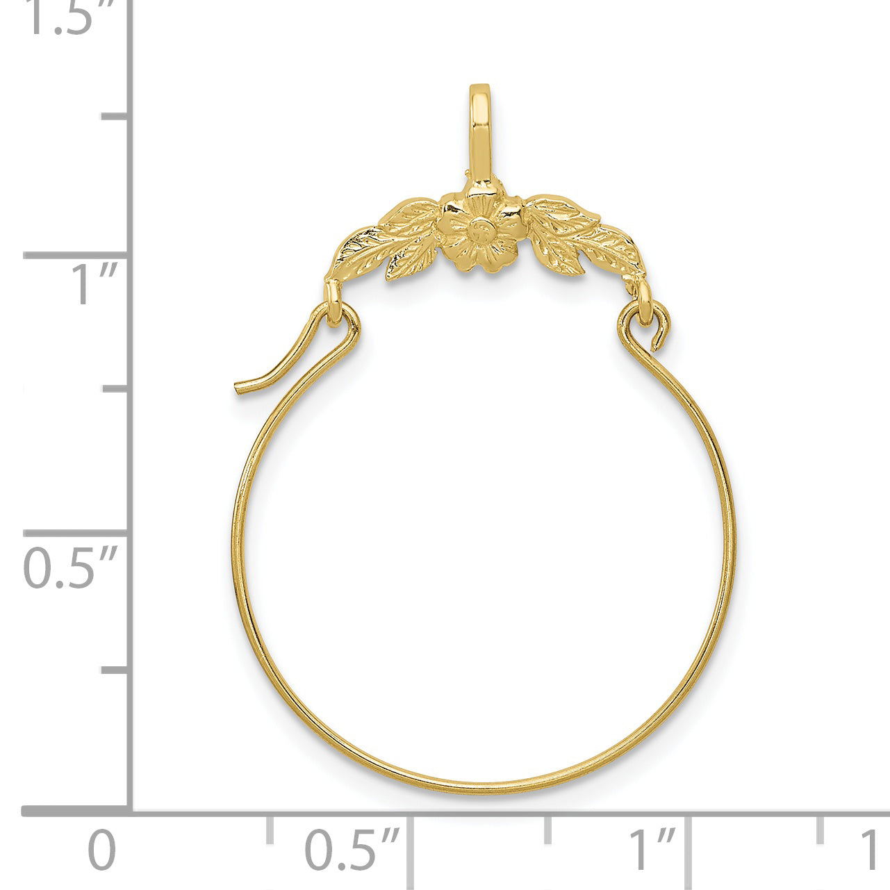 10K Yellow Gold Polished Floral Charm Holder