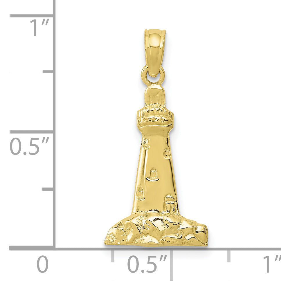 10K Yellow Gold Lighthouse Pendant