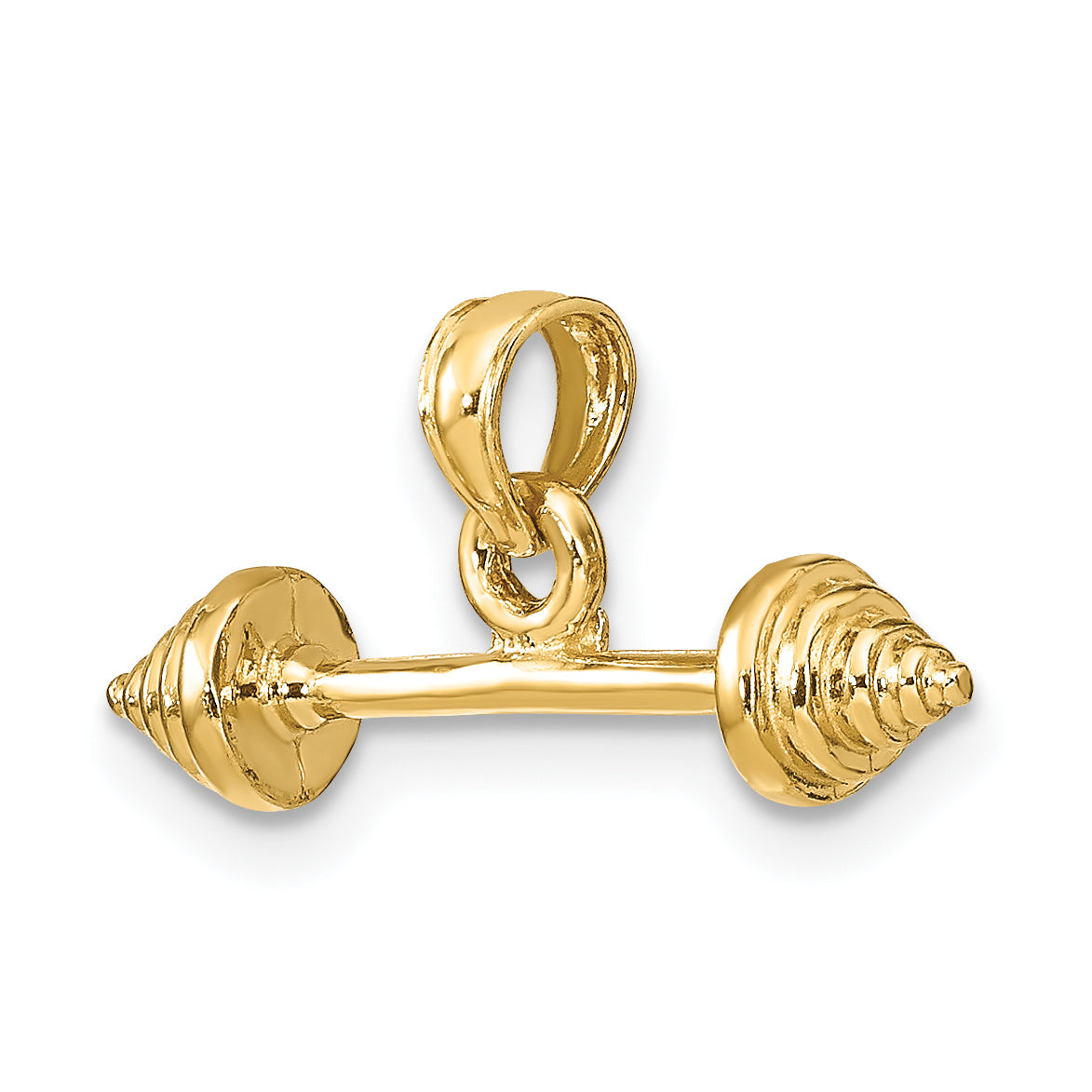 10K Yellow Gold 10K Solid Polished 3-D Dumbbell Charm