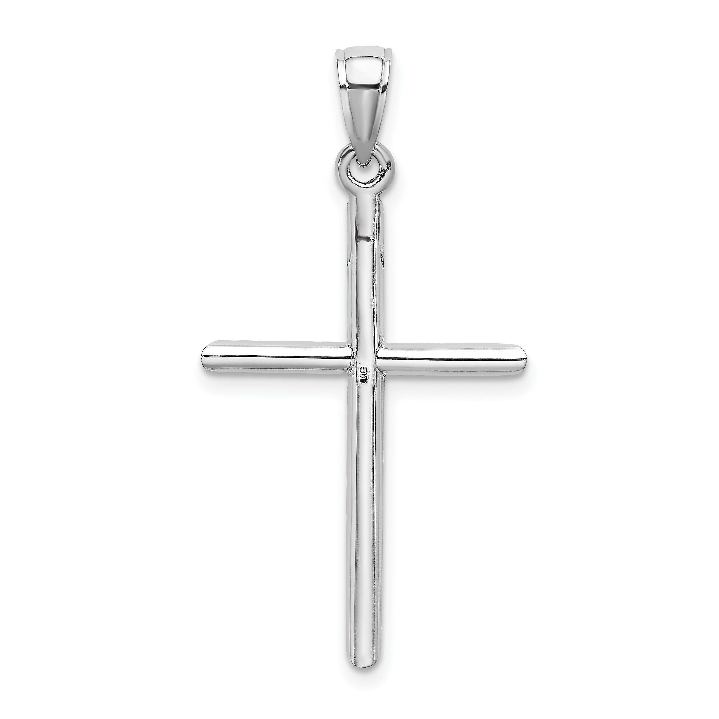 10K White Gold Tubular Cross Pendant