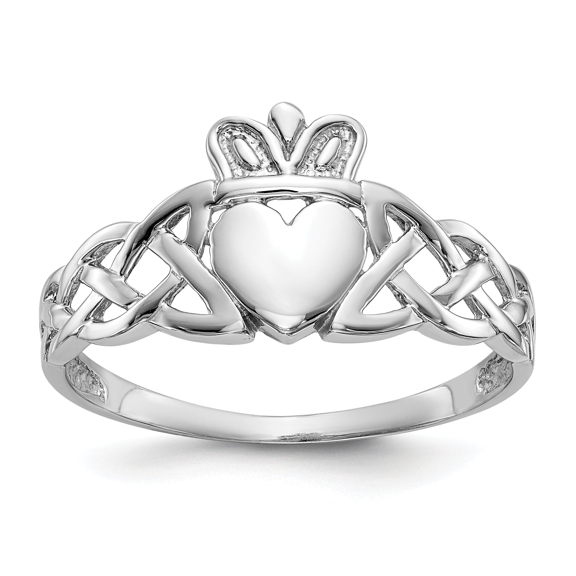 10K White Gold Mens Claddagh Ring