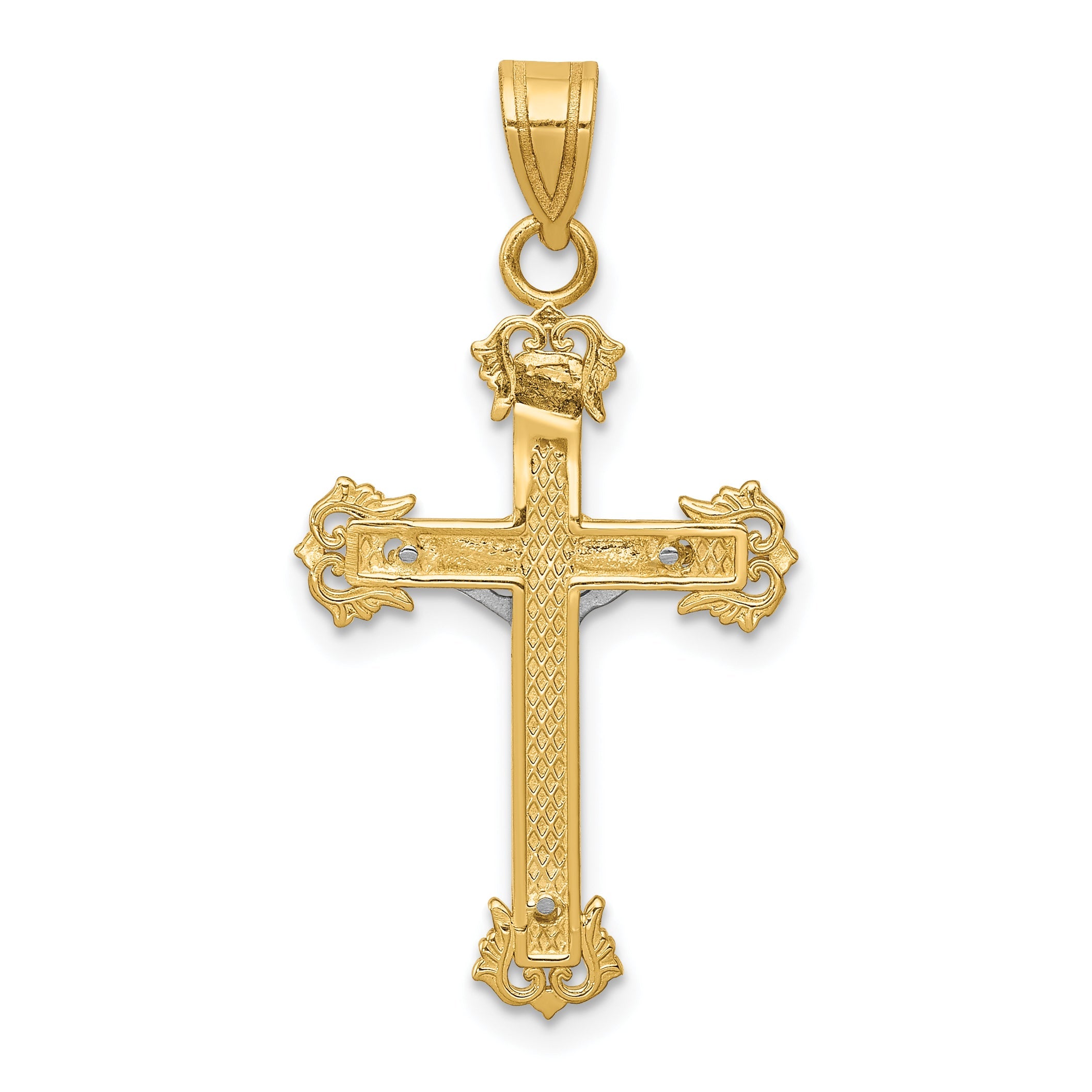 10K Two-Tone 10K Diamond-Cut Crucifix Pendant