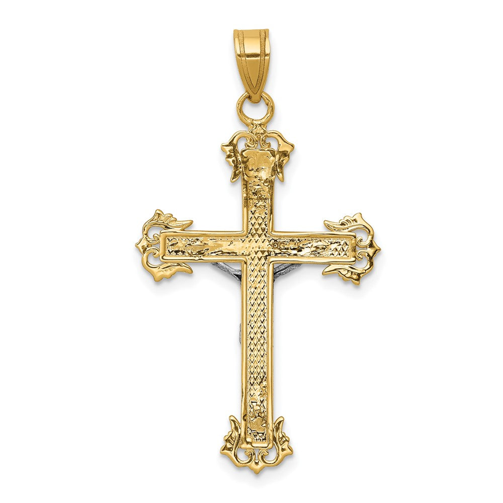 10K Two-Tone 10K Diamond-Cut Crucifix Pendant