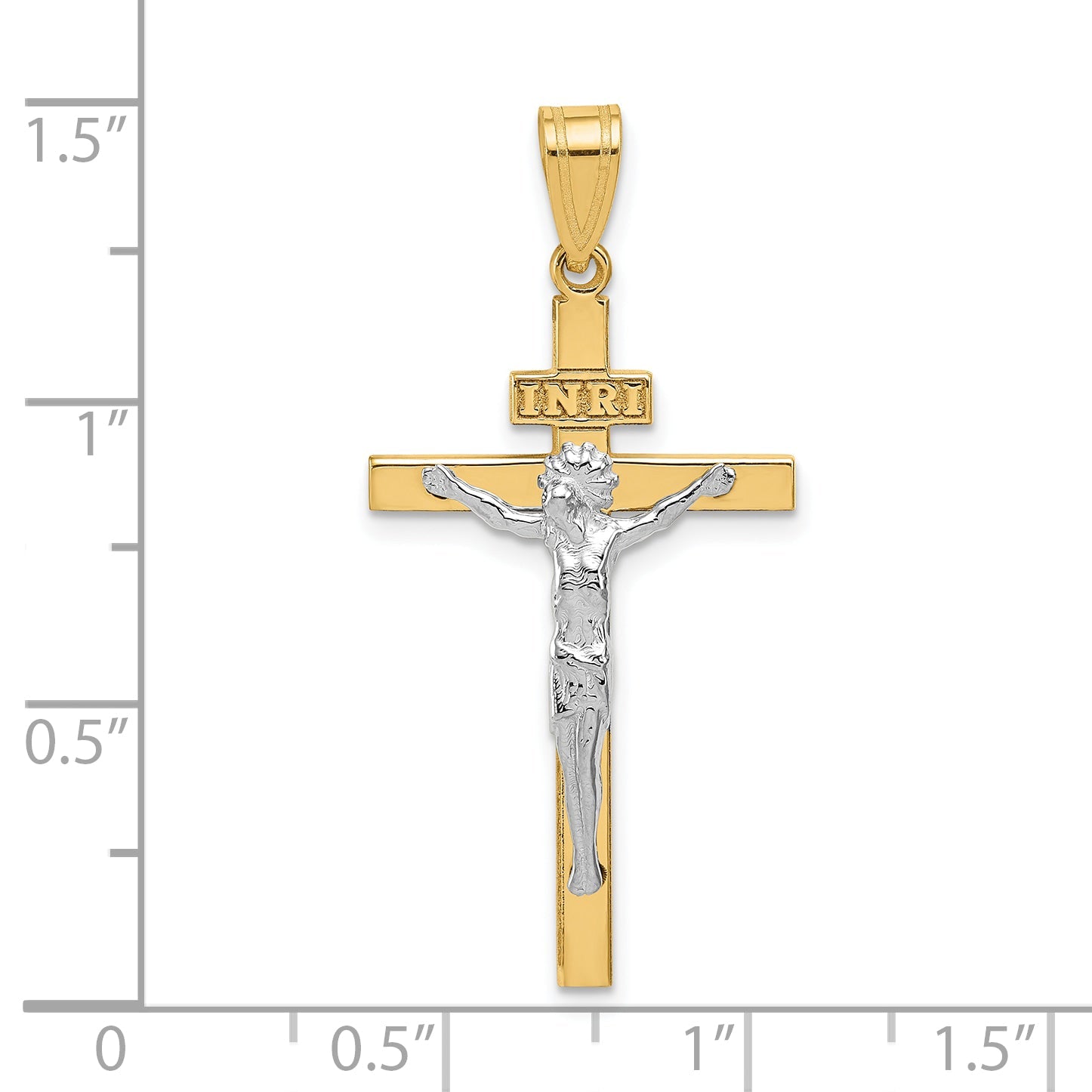 10K Two-Tone 10K Inri Crucifix Pendant