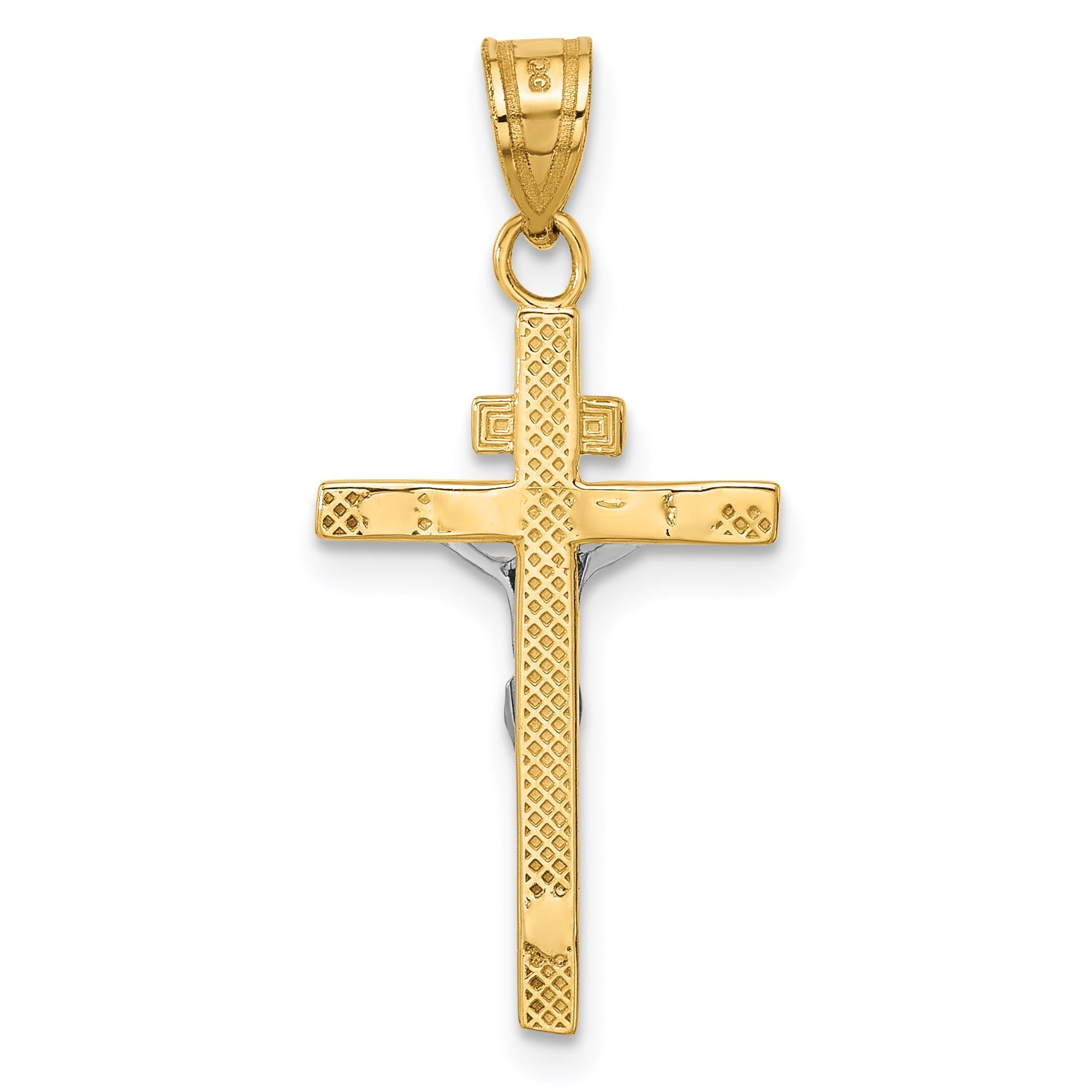 10K Two-Tone 10K Inri Crucifix Pendant