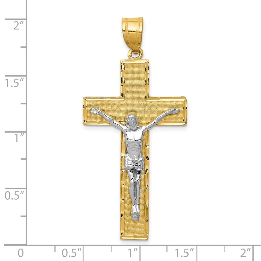 10K Two-Tone 10K Diamond-Cut Crucifix Pendant