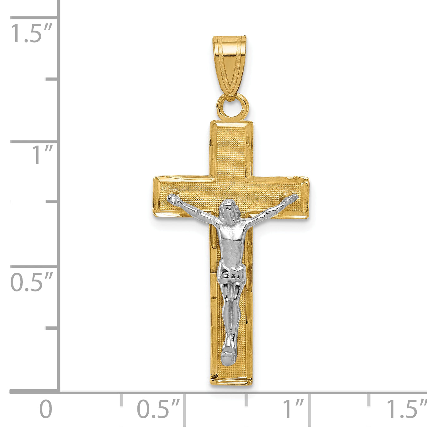 10K Two-Tone 10K Diamond-Cut Crucifix Pendant
