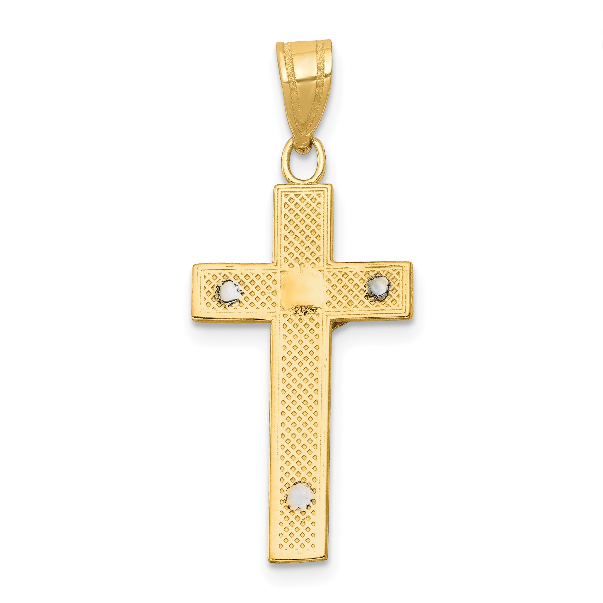 10K Two-Tone 10K Diamond-Cut Crucifix Charm