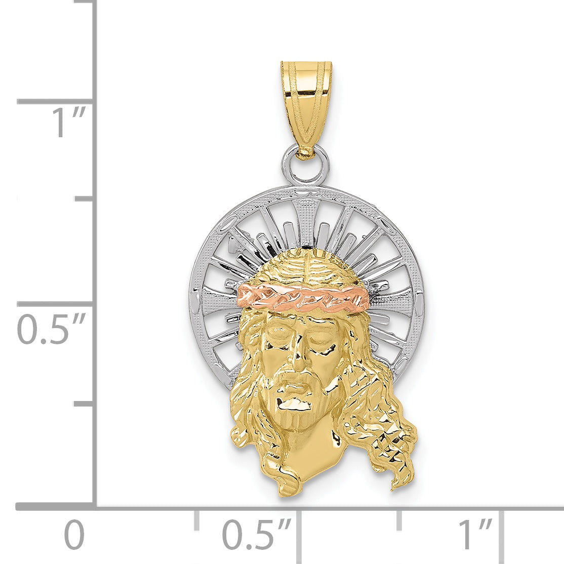 10K Tri Color 10K Tri-Color Diamond-Cut Christ Charm